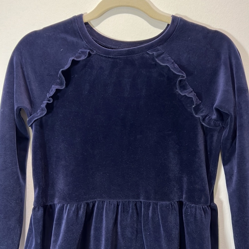 Like New Tea Collection Girl Ruffle Velour Navy Blue Tonic / Dress, size: 12